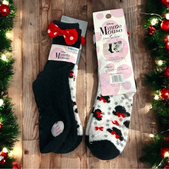 Disney Minnie Mouse Majesty Spa 2-Pack Socks W/Aloe Vera Size 4-10 - Picture 2 of 9